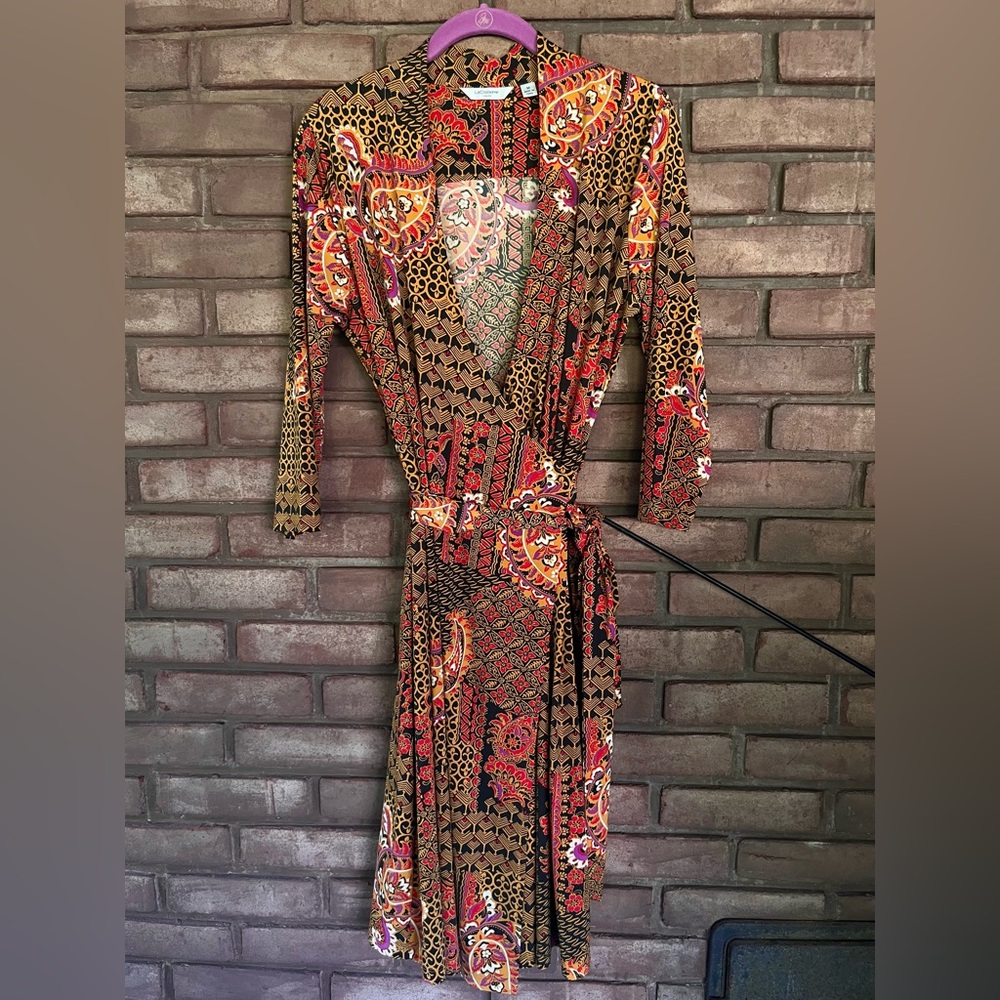 Liz Claiborne NY faux-wrap dress, multi-color print - Women’s Medium